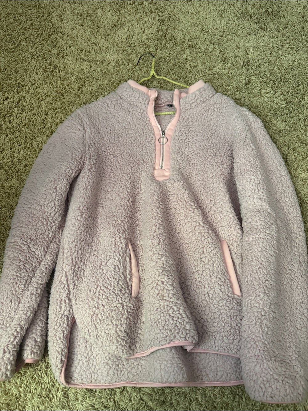 Women's Sherpa Quarter-Zip Pullover - Light Pink Trim